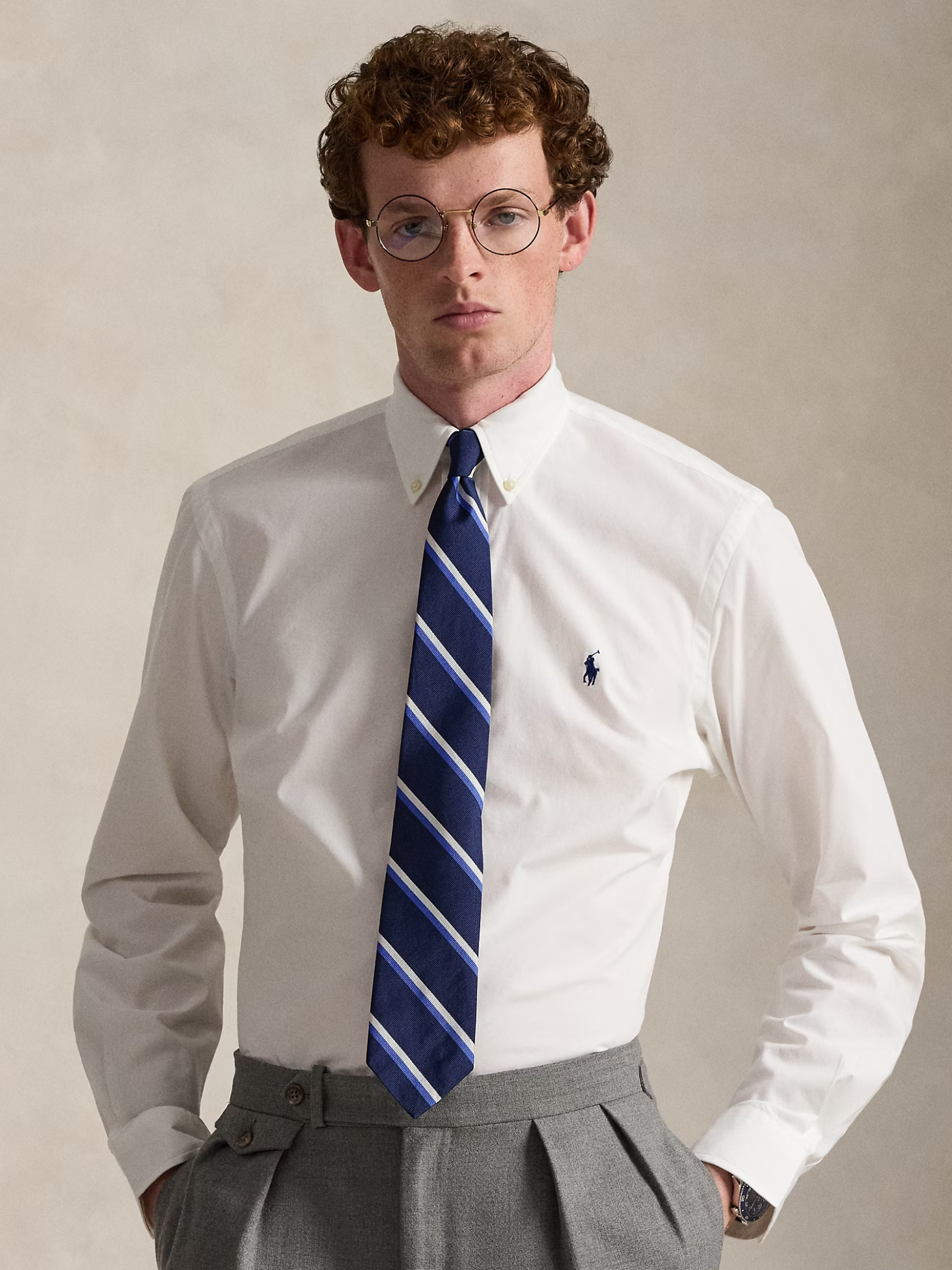 RALPH LAUREN Custom Fit Stretch Poplin Shirt White