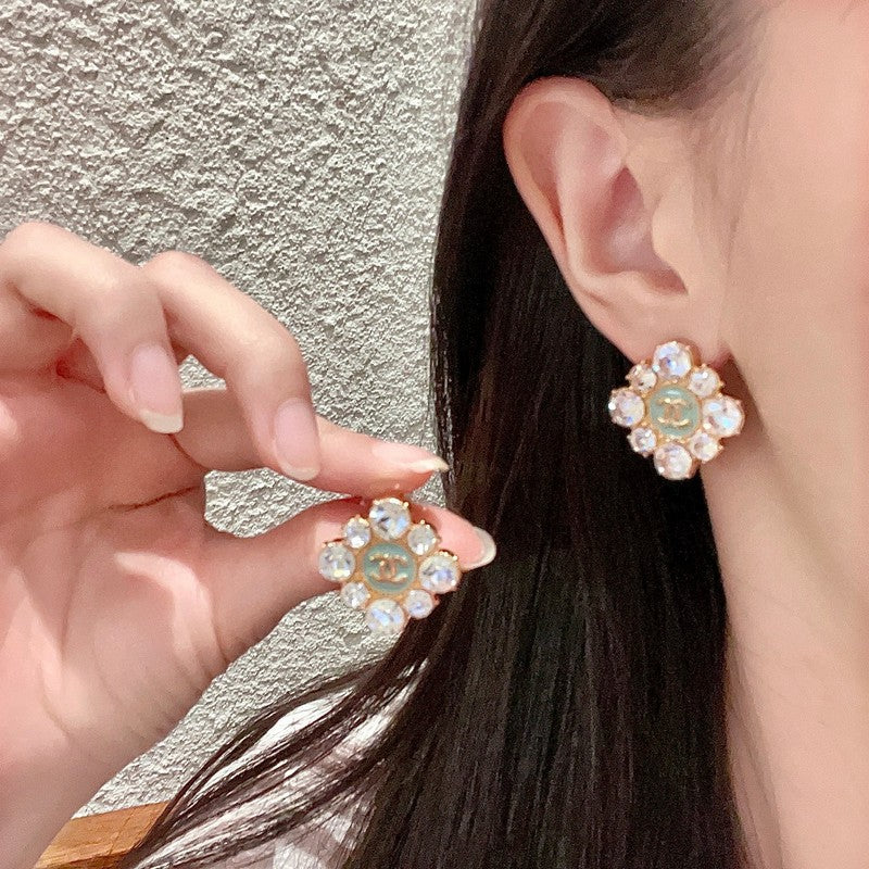 18K  Chanel Color Flower Diamond Earrings