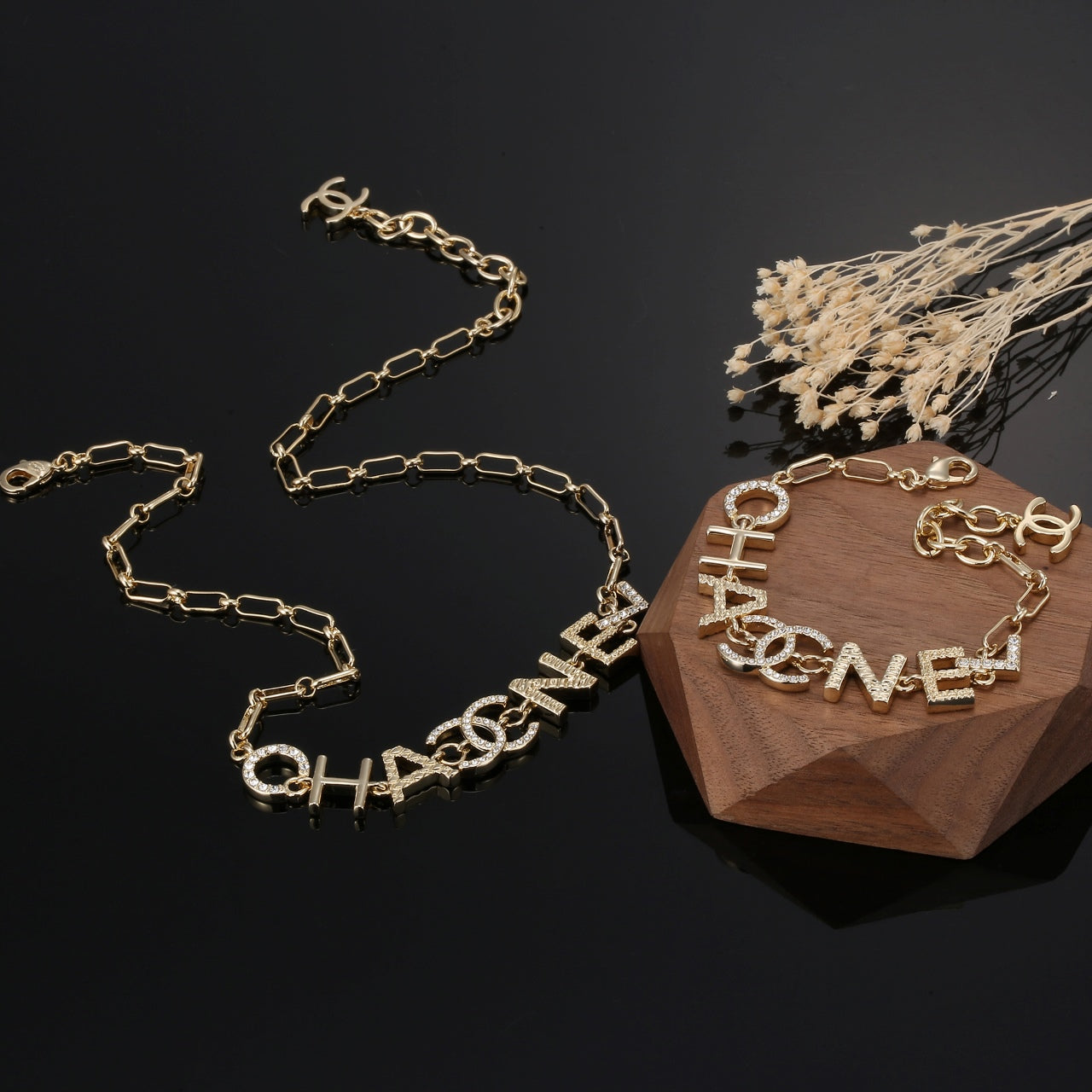 18K  Chanel Script Chain Necklace