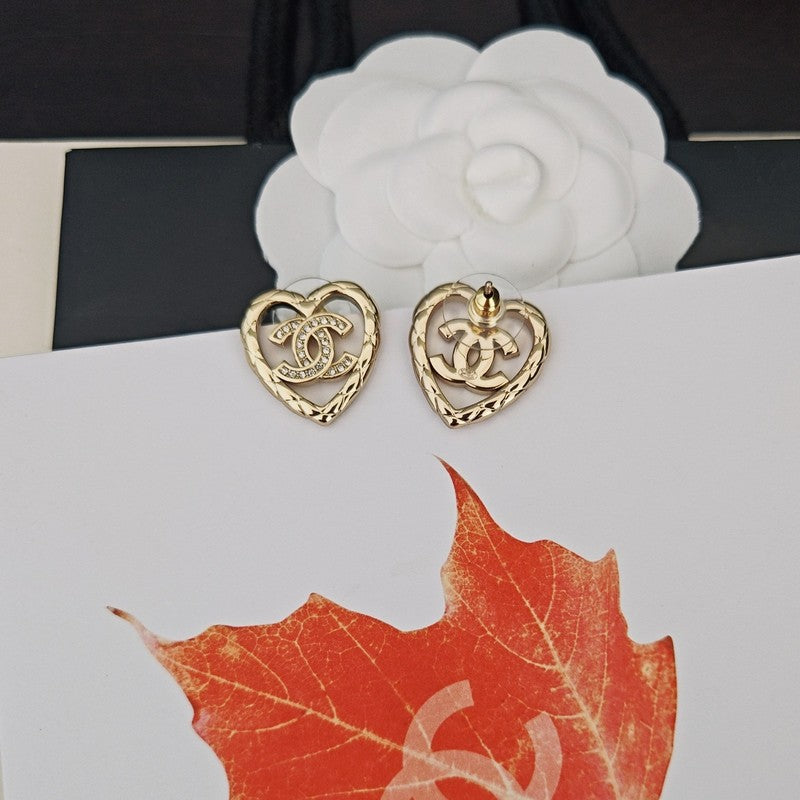 18K  Chanel Heart Diamond Earrings